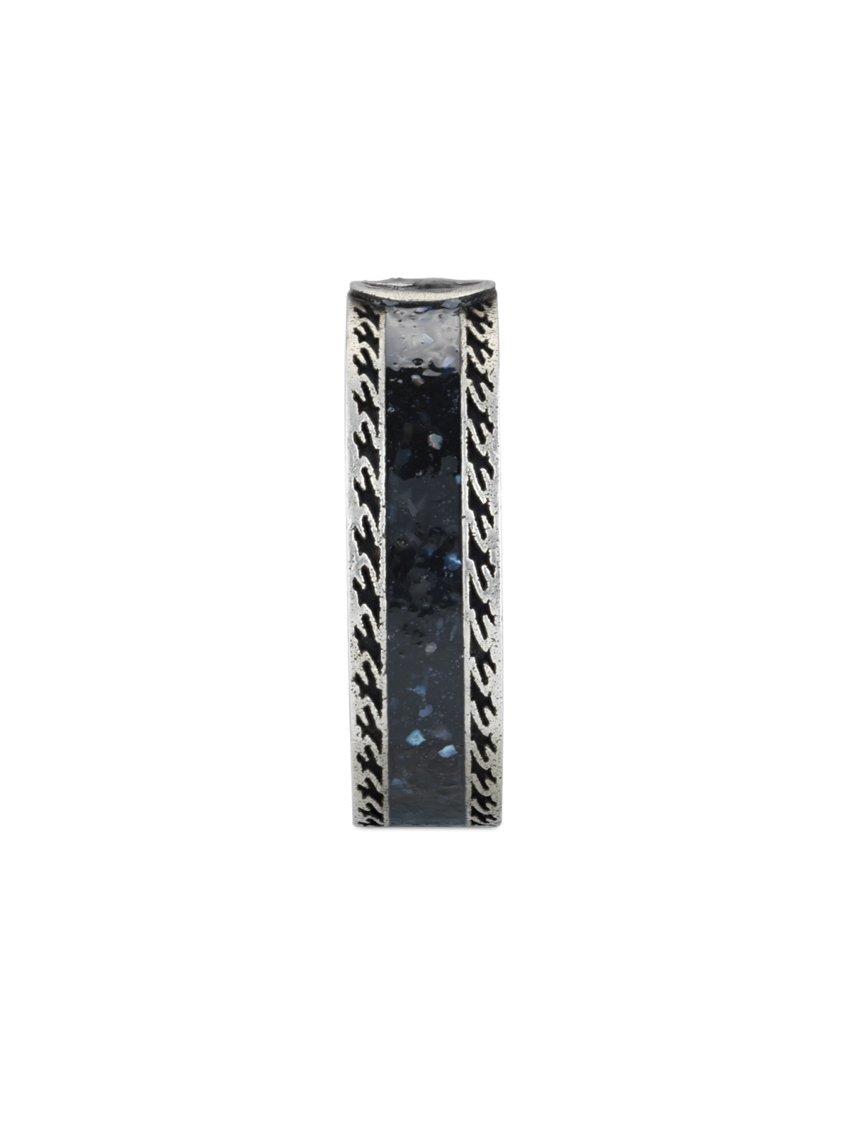 Gucci Interlocking 6mm Silver & Black Enamel Ring - Size 16 *Ex-Display*
