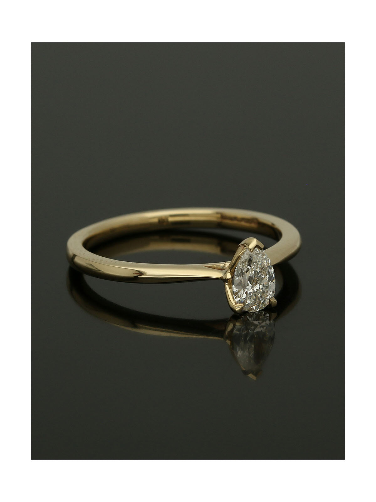 Diamond Solitaire Engagement Ring 0.30ct Certificated Pear Cut in 9ct Yellow Gold