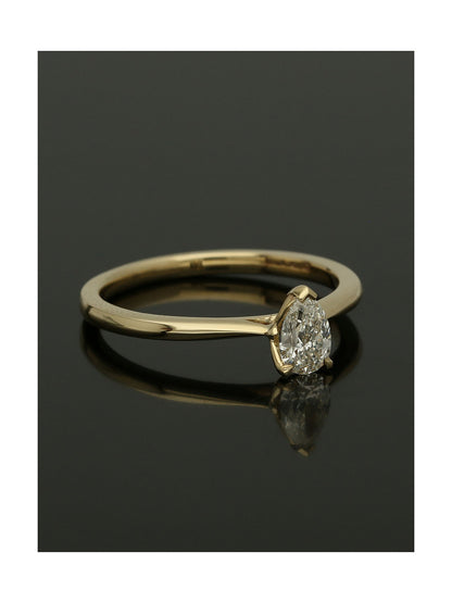 Diamond Solitaire Engagement Ring 0.30ct Certificated Pear Cut in 9ct Yellow Gold