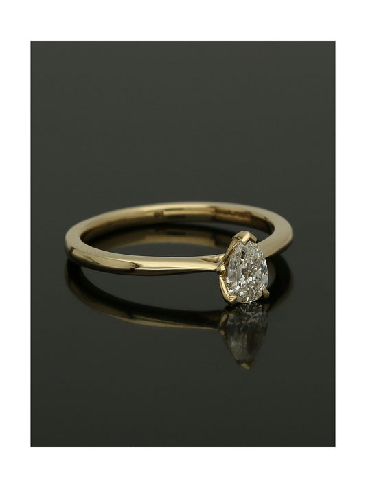 Diamond Solitaire Engagement Ring 0.30ct Certificated Pear Cut in 9ct Yellow Gold