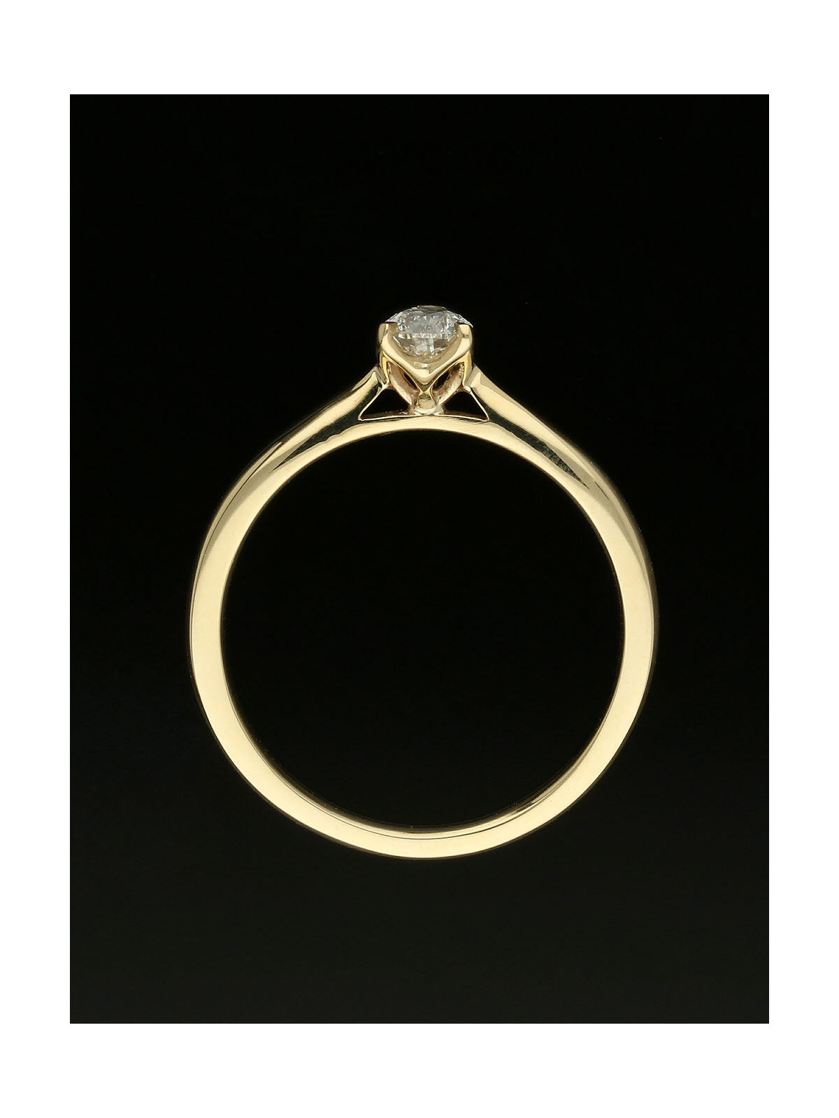 Diamond Solitaire Engagement Ring 0.30ct Certificated Pear Cut in 9ct Yellow Gold