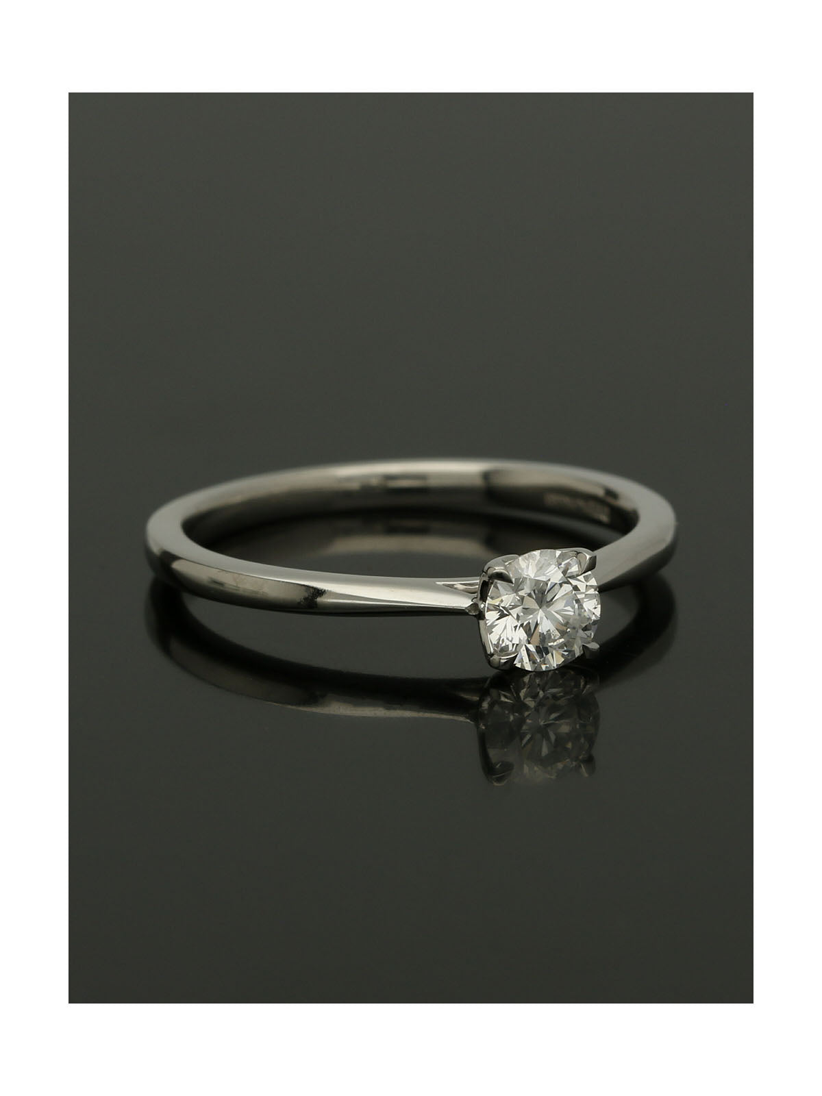 Diamond Solitaire Engagement Ring 0.37ct Certificated Round Brilliant Cut in 9ct White Gold