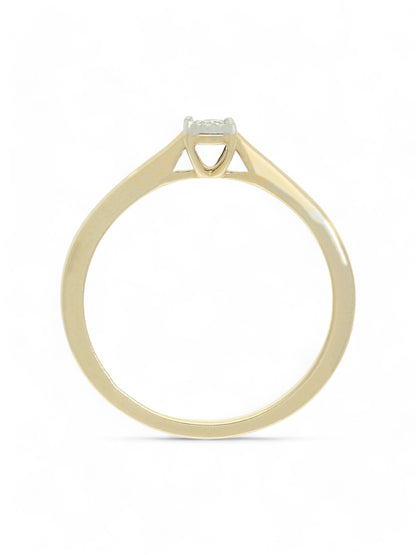 Diamond Solitaire Miracle Set Engagement Ring 0.05ct Round Brilliant Cut in 9ct Yellow Gold
