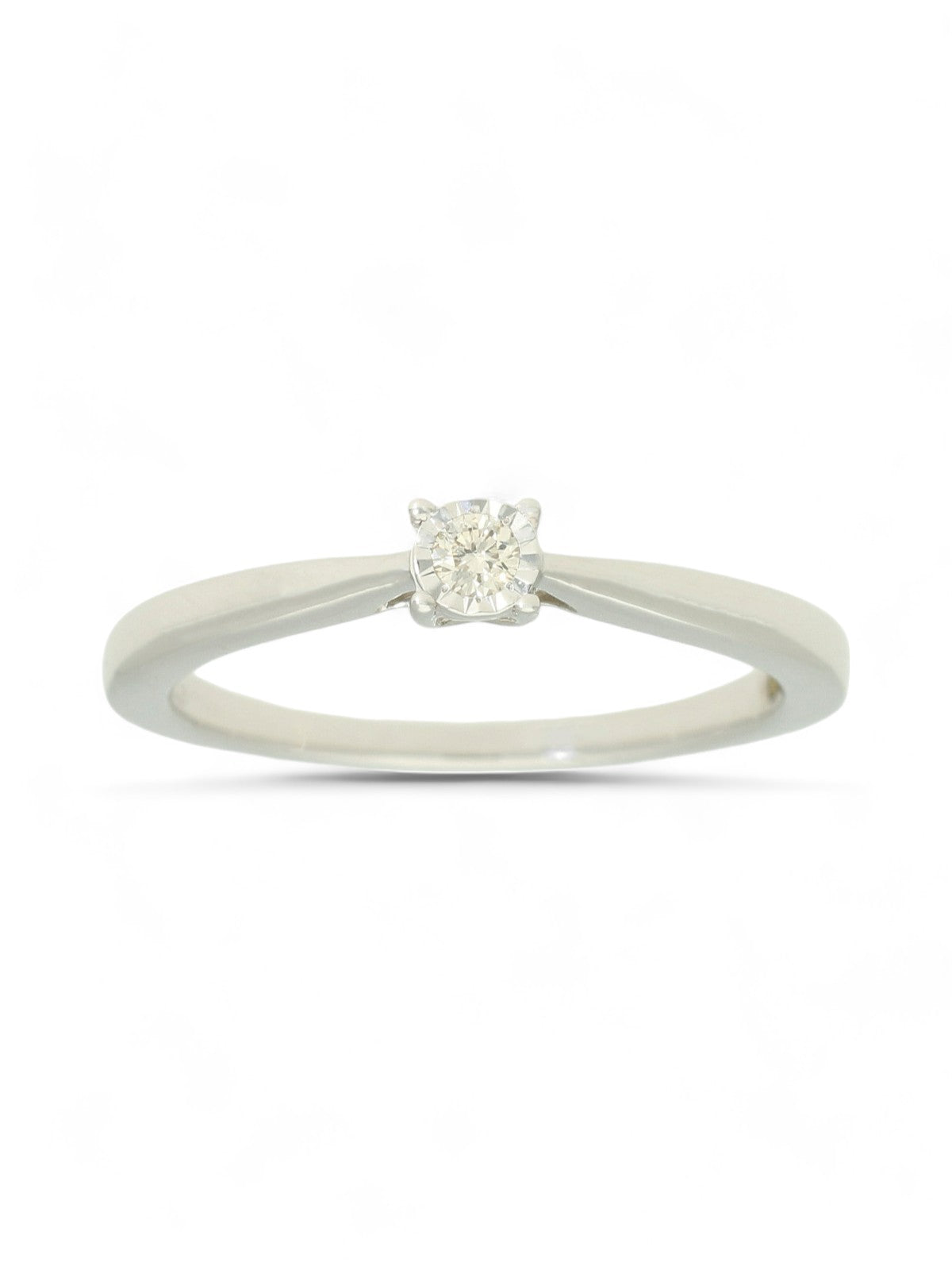 Diamond Solitaire Miracle Set Engagement Ring 0.05ct Round Brilliant Cut in 9ct White Gold