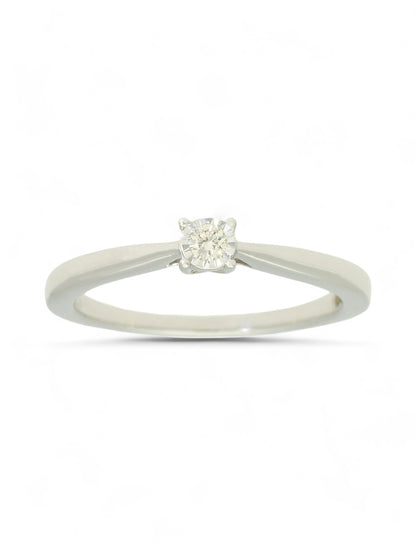 Diamond Solitaire Miracle Set Engagement Ring 0.05ct Round Brilliant Cut in 9ct White Gold