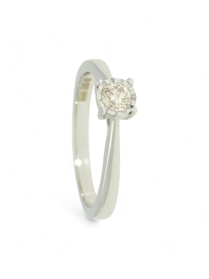 Diamond Solitaire Miracle Set Engagement Ring 0.25ct Round Brilliant Cut in 9ct White Gold