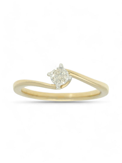Diamond Solitaire Miracle Set Engagement Ring 0.10ct Round Brilliant in 9ct Yellow Gold