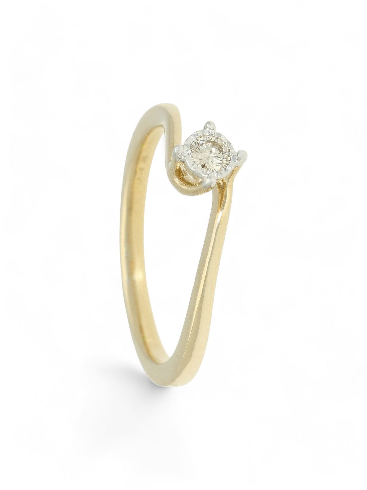 Diamond Solitaire Miracle Set Engagement Ring 0.10ct Round Brilliant in 9ct Yellow Gold