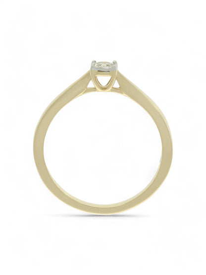Diamond Solitaire Miracle Set Engagement Ring 0.10ct Round Brilliant Cut in 9ct Yellow Gold
