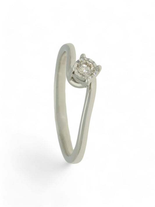 Diamond Solitaire Miracle Set Engagement Ring 0.08ct Round Brilliant in 9ct White Gold