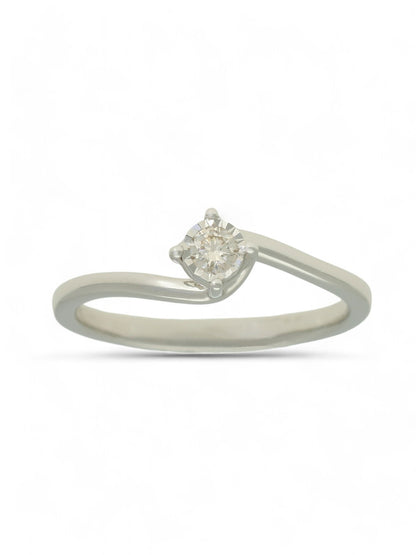 Diamond Solitaire Miracle Set Engagement Ring 0.08ct Round Brilliant in 9ct White Gold