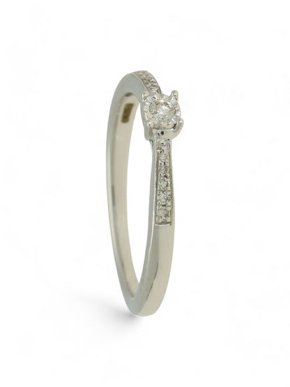 Diamond Solitaire Miracle Set Engagement Ring 0.10ct Round Brilliant Cut in 9ct White Gold