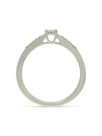 Diamond Solitaire Miracle Set Engagement Ring 0.10ct Round Brilliant Cut in 9ct White Gold