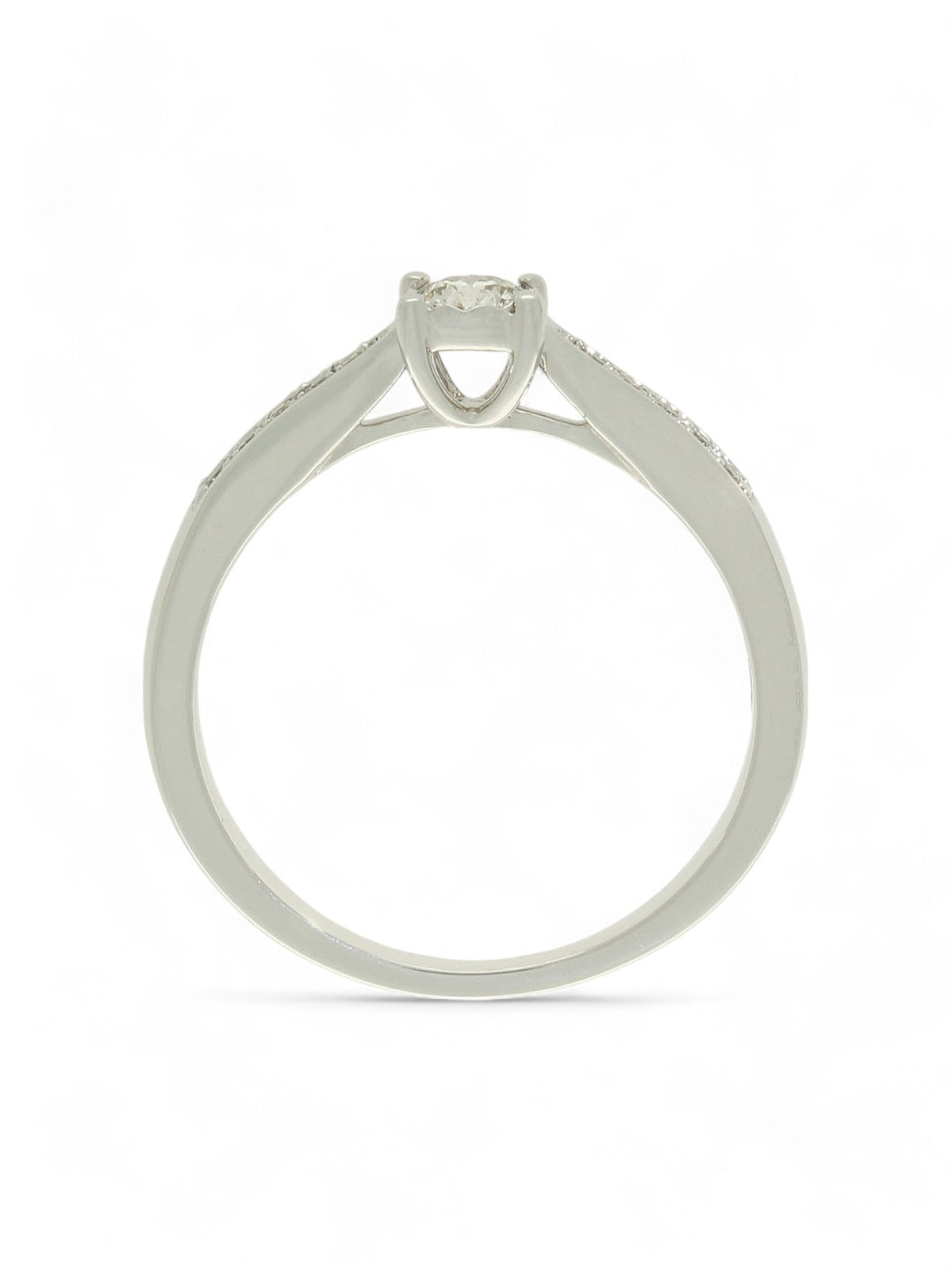 Diamond Solitaire Miracle Set Engagement Ring 0.26ct Round Brilliant Cut in 9ct White Gold With Diamond Set Shoulders