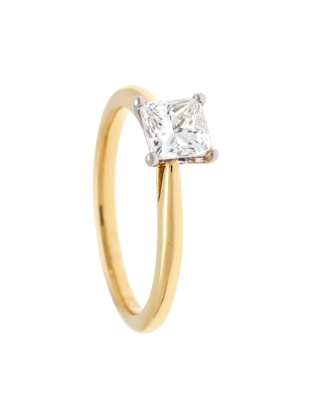 Diamond Solitaire Ring with 0.75ct Princess Cut Diamond in 18ct Yellow Gold