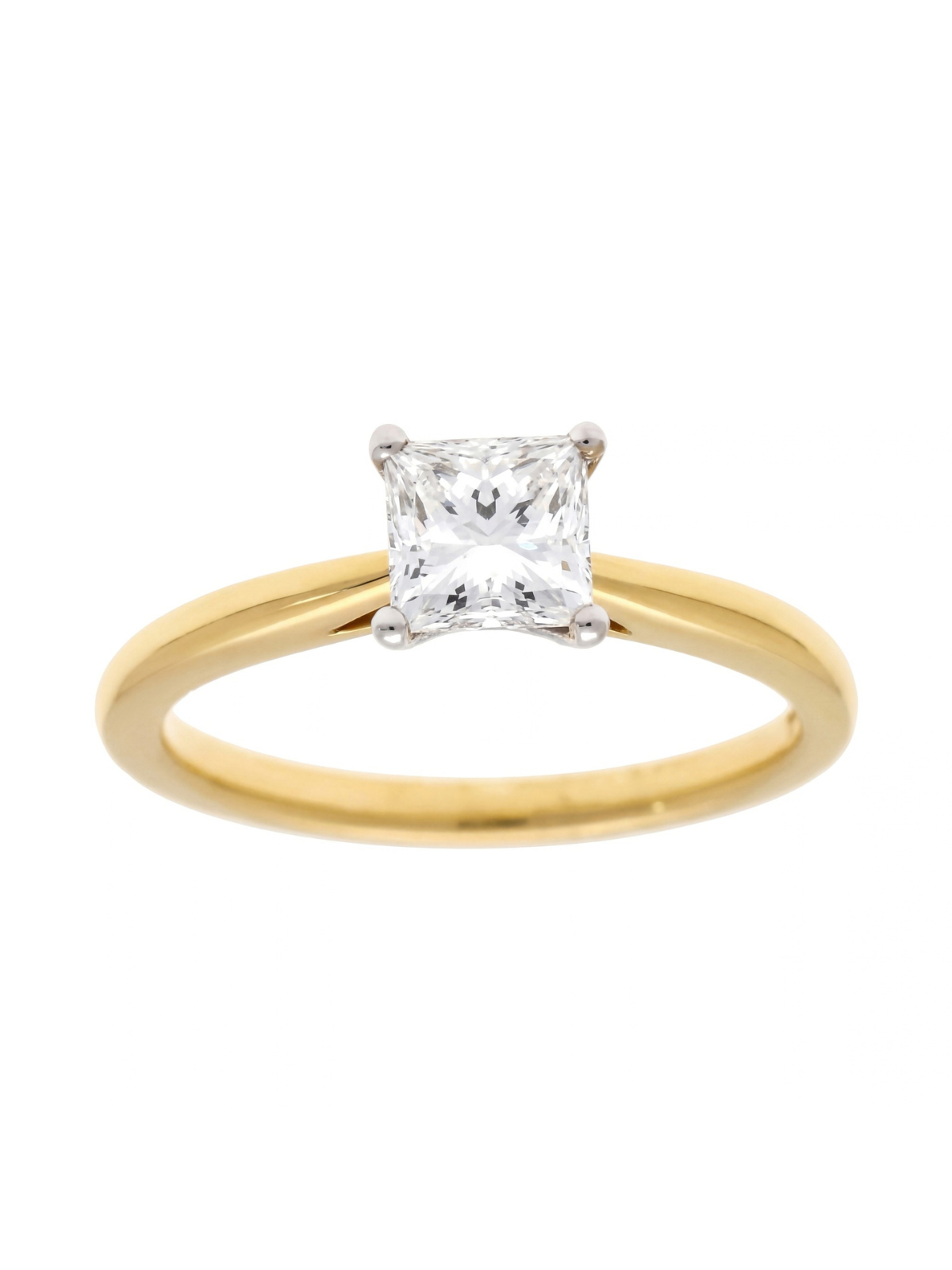 Diamond Solitaire Ring with 0.75ct Princess Cut Diamond in 18ct Yellow Gold