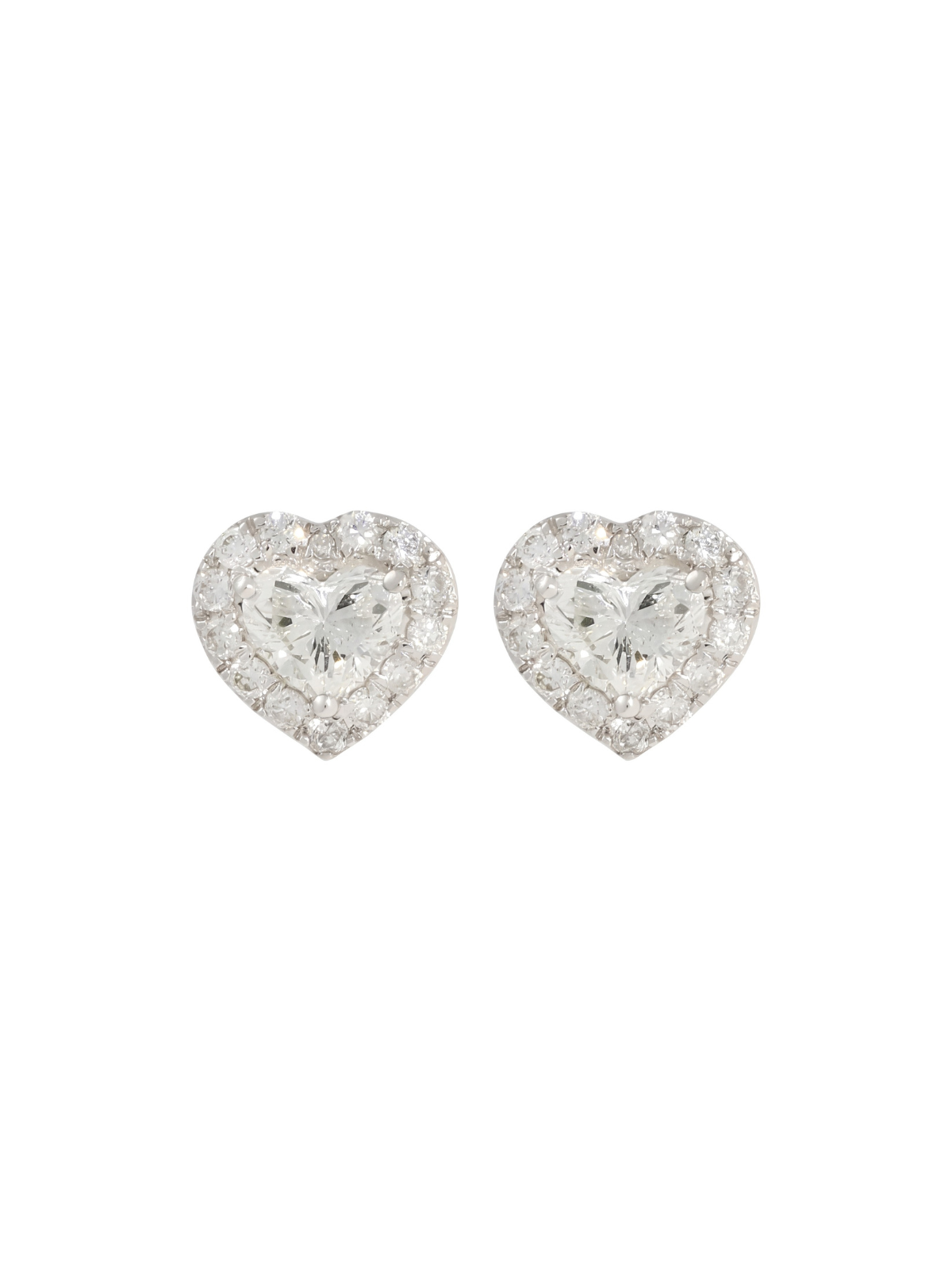 Diamond Heart Cluster Earrings with 0.65ct of Heart & Round Brilliant Diamonds in 18ct White Gold