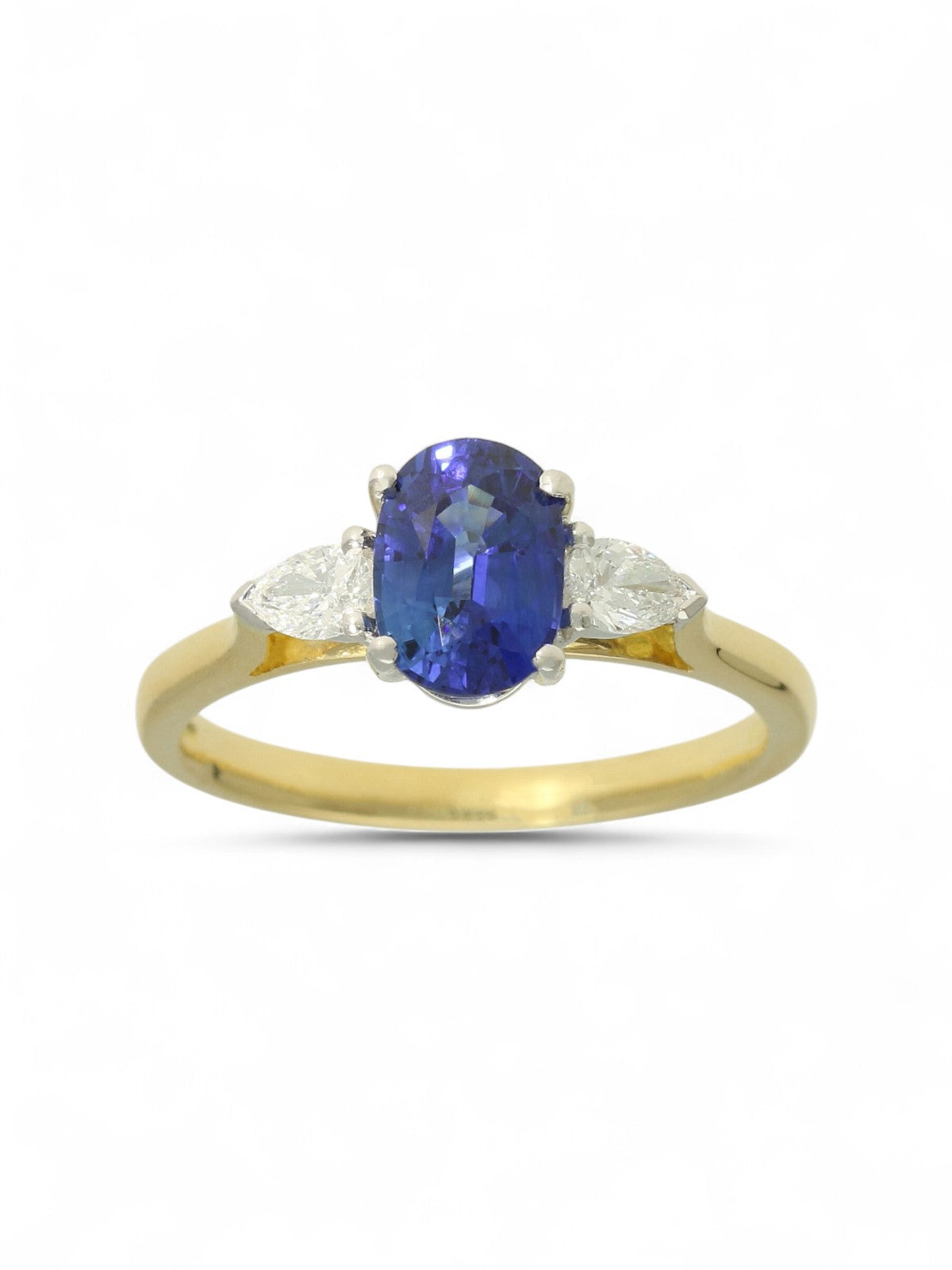 Sapphire & Diamond Three Stone Ring in 18ct Yellow & White Gold