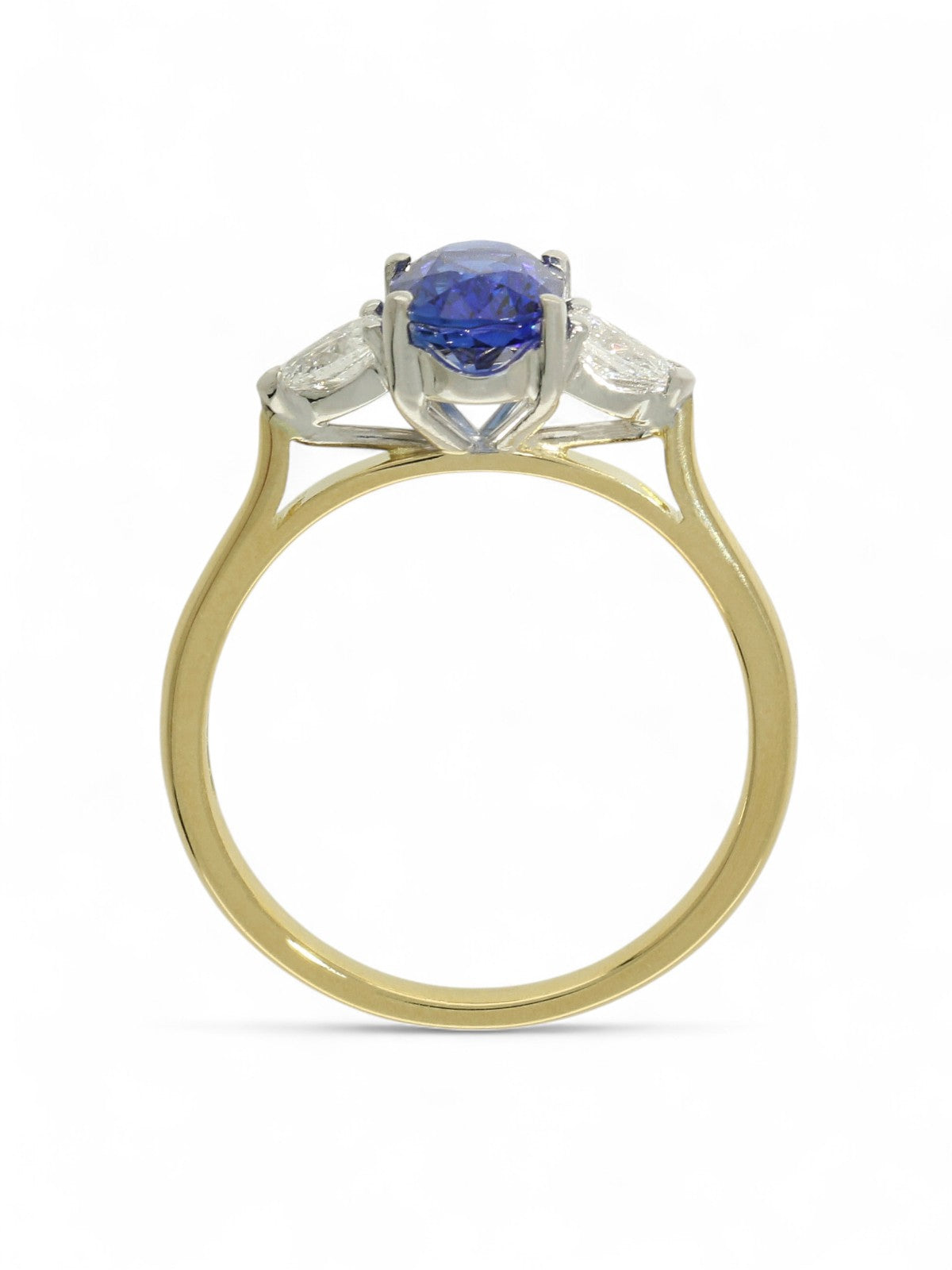 Sapphire & Diamond Three Stone Ring in 18ct Yellow & White Gold