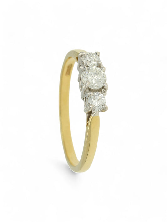 Diamond Three Stone Ring in 18ct Yellow & White Gold