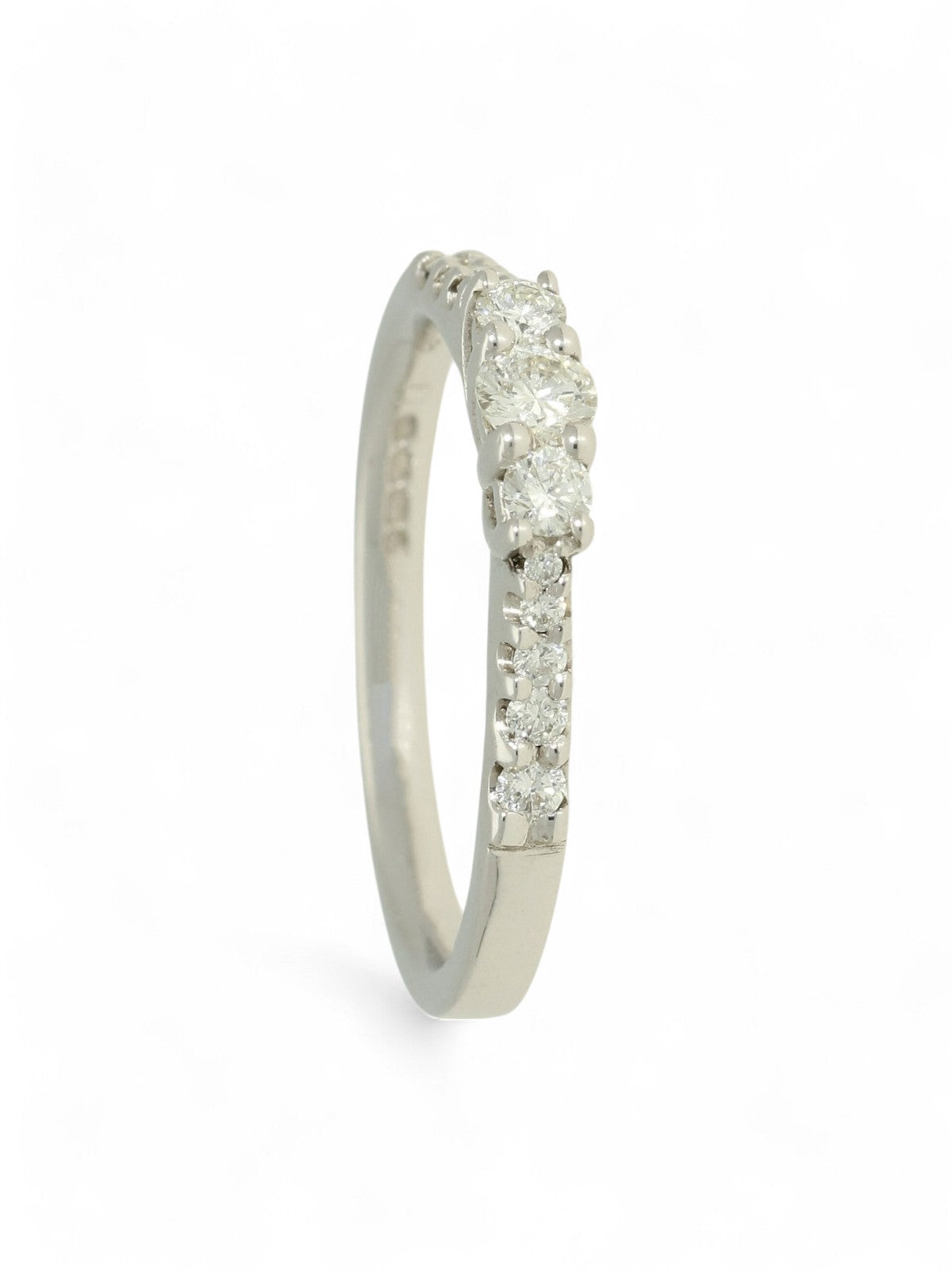 Diamond Three Stone Ring 0.39ct Round Brilliant Cut in 18ct White Gold with Diamond Shoulders