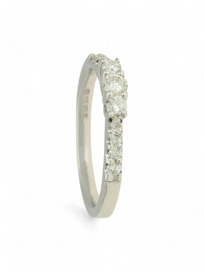 Diamond Three Stone Ring 0.39ct Round Brilliant Cut in 18ct White Gold with Diamond Shoulders