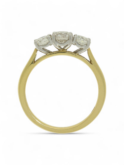1.29ct Round Brilliant Cut Three Stone Diamond Ring in 18ct Yellow & White Gold