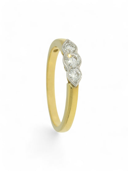 0.30ct Round Brilliant Cut Diamond Three Stone Ring in 18ct Yellow & White Gold