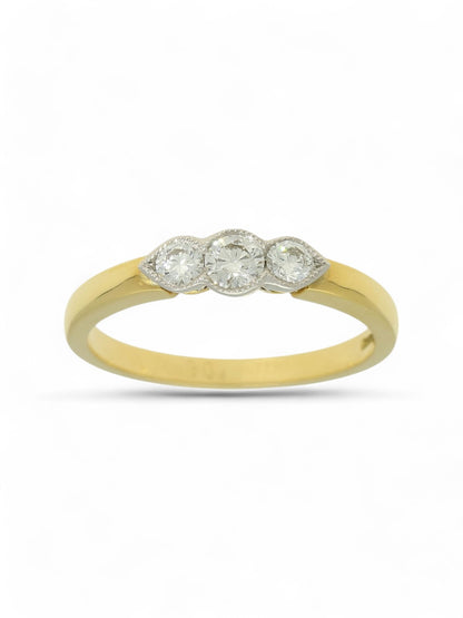 0.30ct Round Brilliant Cut Diamond Three Stone Ring in 18ct Yellow & White Gold