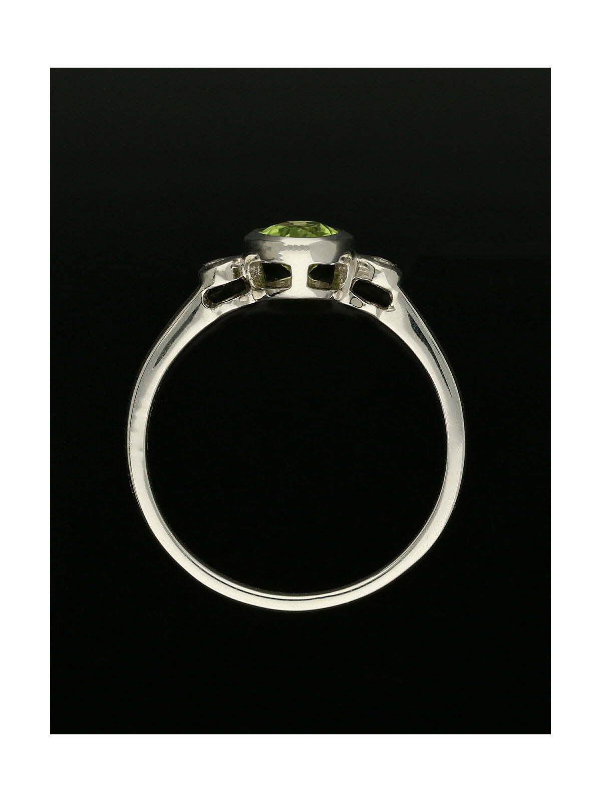 Peridot & Diamond Three Stone Ring in 9ct White Gold
