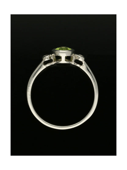 Peridot & Diamond Three Stone Ring in 9ct White Gold