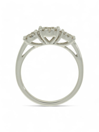 Diamond Three Stone Miracle Plate Ring 0.31ct Round Brilliant Cut in 9ct White Gold
