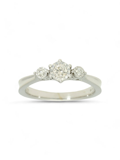 Diamond Three Stone Miracle Set Ring 0.15ct Round Brilliant Cut in 9ct White Gold