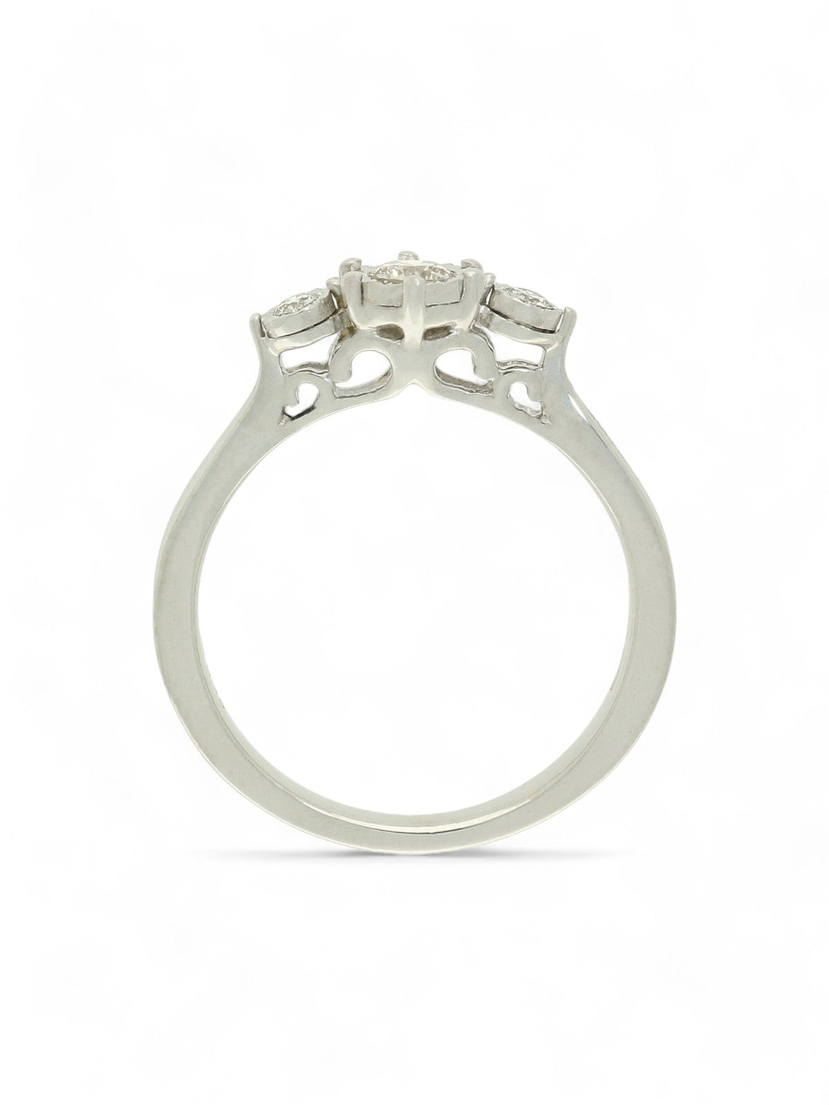 Diamond Three Stone Miracle Set Ring 0.15ct Round Brilliant Cut in 9ct White Gold