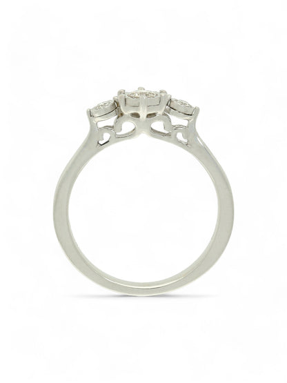 Diamond Three Stone Miracle Set Ring 0.15ct Round Brilliant Cut in 9ct White Gold