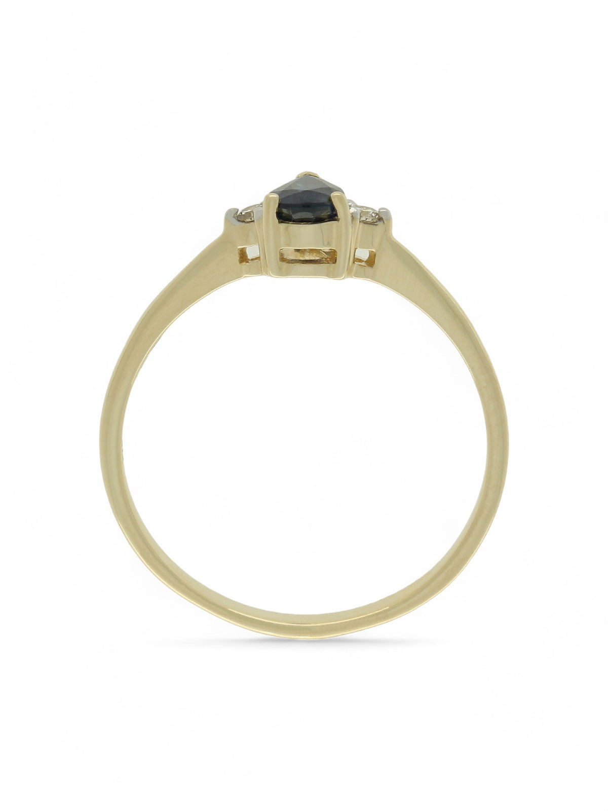 Sapphire & Diamond Three Stone Pear Cut Ring in 9ct Yellow Gold