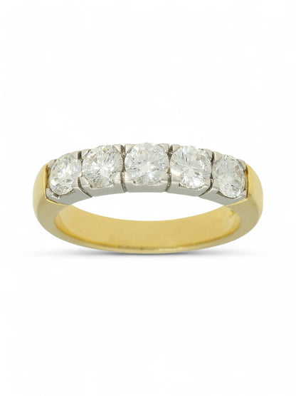 Five Stone Diamond Ring 1.15ct Round Brilliant Cut in 18ct Yellow & White Gold