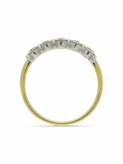 Five Stone Diamond Ring 0.50ct Certificated Round Brilliant Cut in 18ct Yellow & White Gold