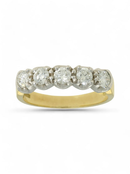 0.70ct Round Brilliant Cut Five Stone Diamond Ring in 18ct Yellow & White Gold