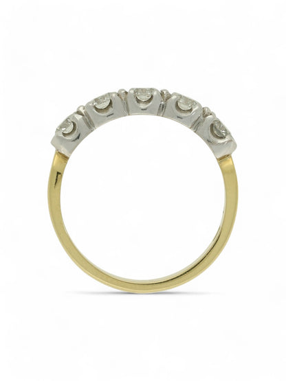 0.70ct Round Brilliant Cut Five Stone Diamond Ring in 18ct Yellow & White Gold