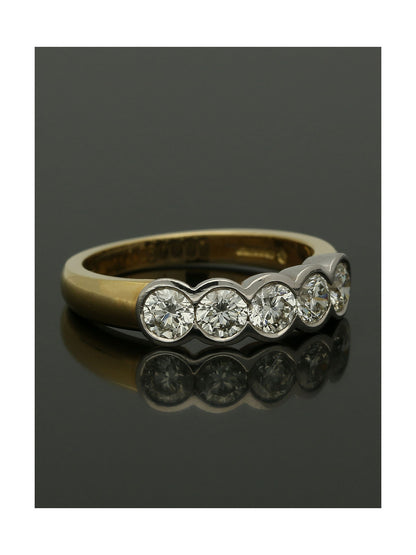 Diamond Round Brilliant Five Stone Half Eternity Ring in 18ct Yellow & White Gold