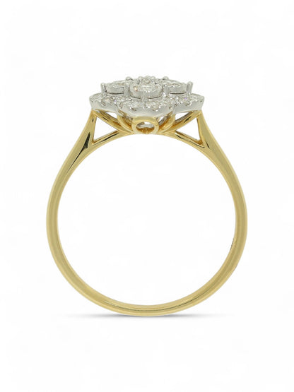 0.46ct Round Brilliant Cut Diamond Cluster Ring in 18ct Yellow and White Gold