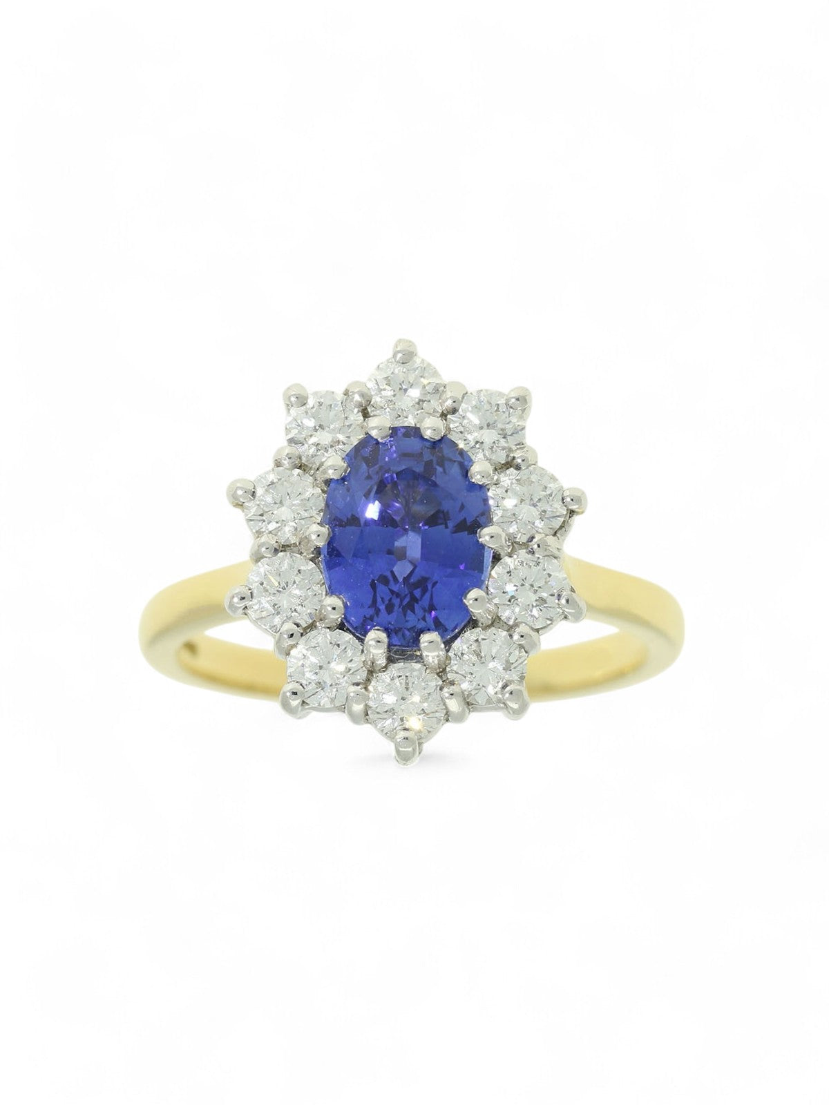 Sapphire & Diamond Cluster Ring in 18ct Yellow & White Gold