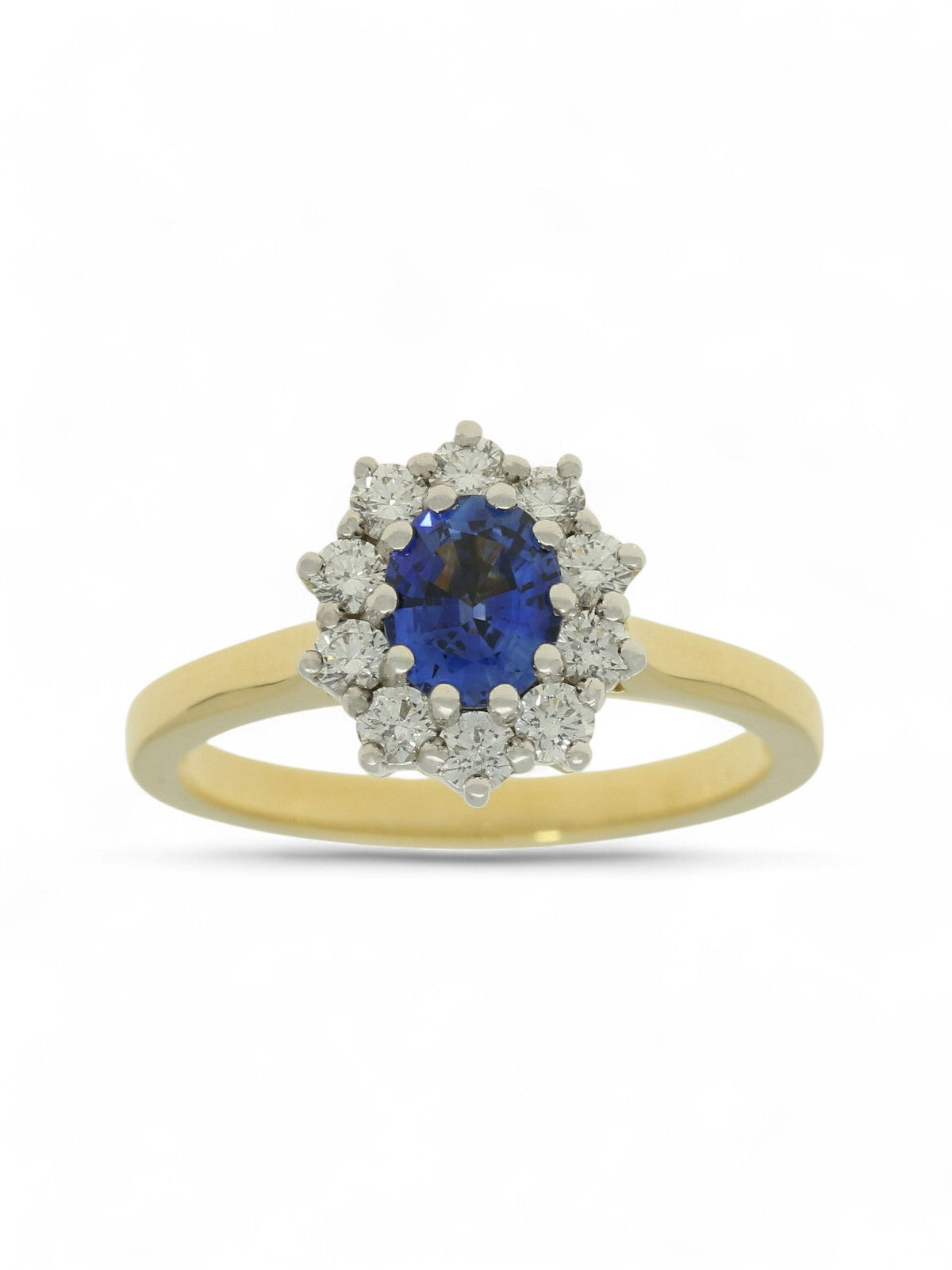 Sapphire & Diamond Cluster Ring in 18ct Yellow & White Gold