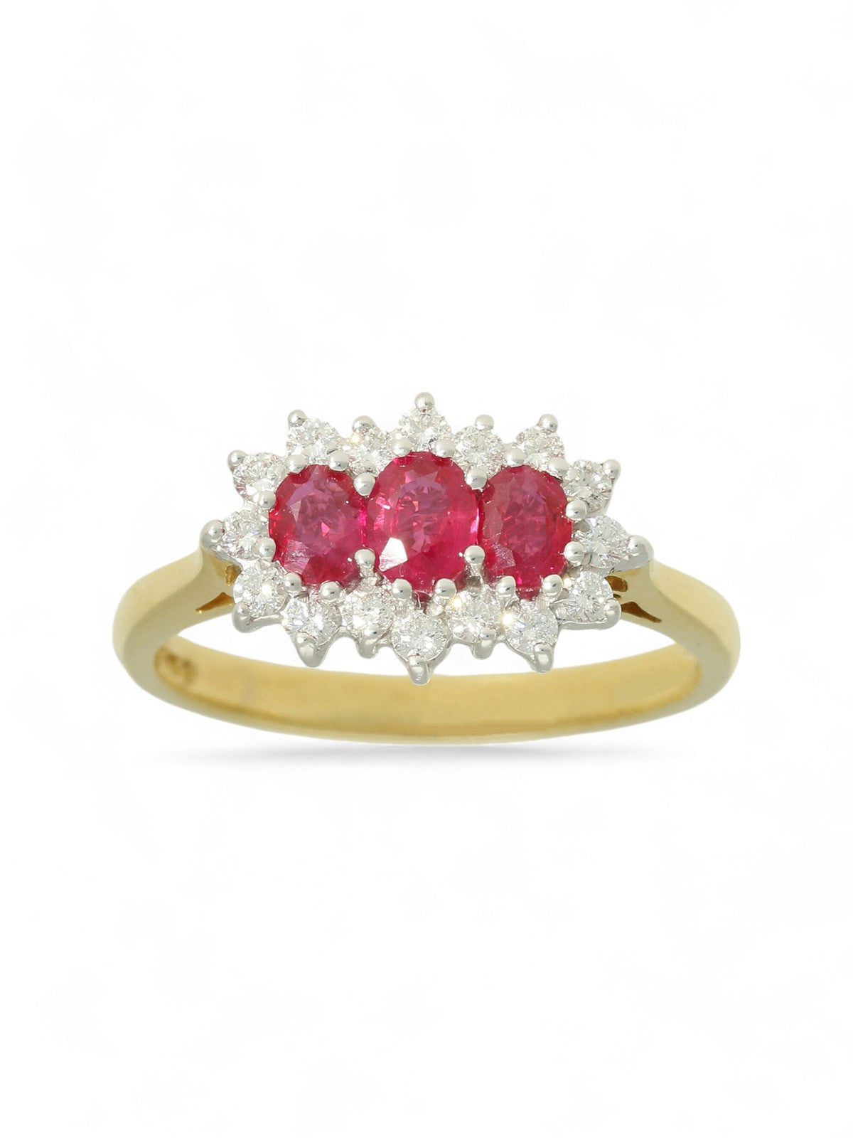 Ruby & Diamond Cluster Ring in 18ct Yellow & White Gold