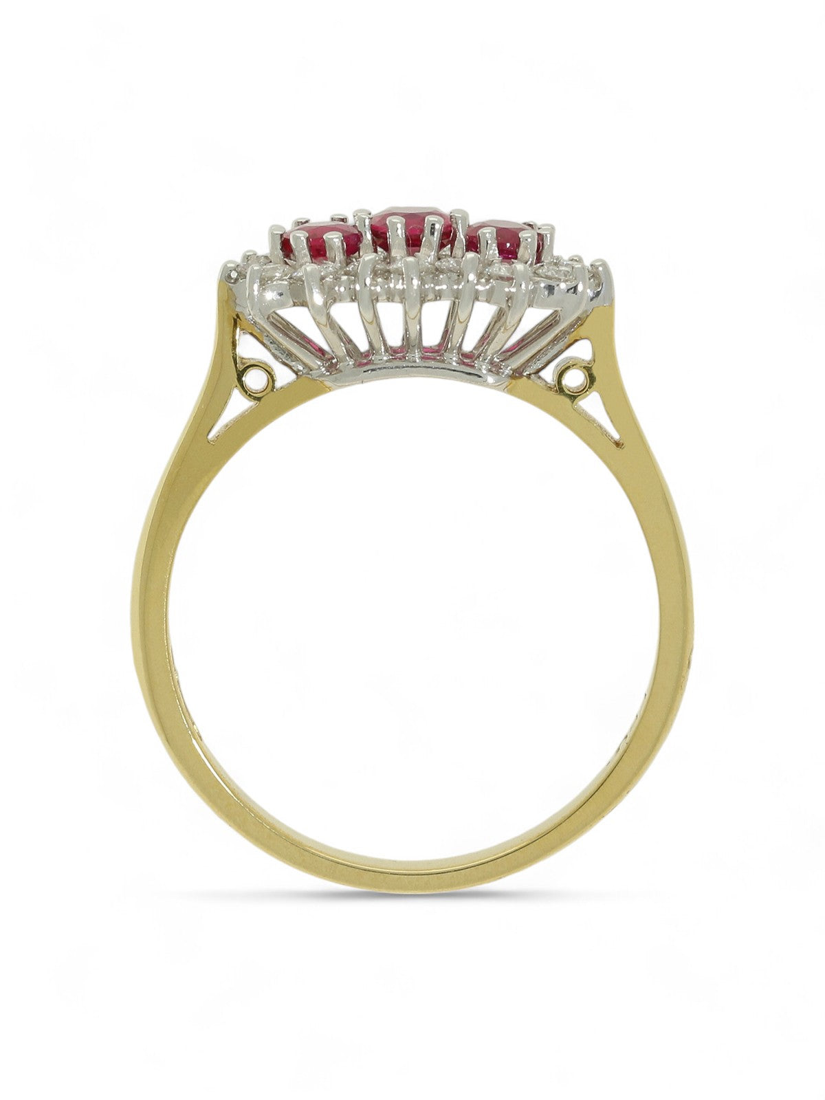 Ruby & Diamond Cluster Ring in 18ct Yellow & White Gold