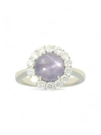 Sapphire & Diamond Cluster Ring in 18ct White Gold