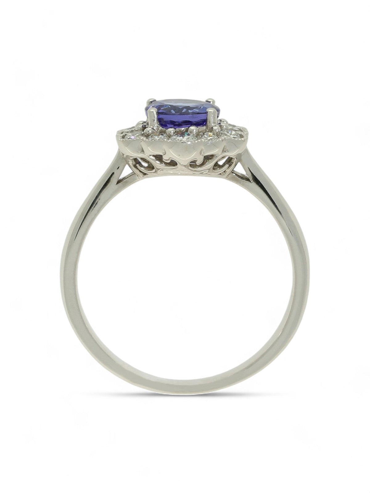Tanzanite & Diamond Cluster Ring in 18ct White Gold