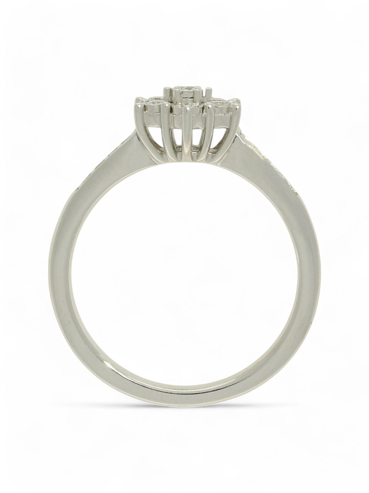 Diamond Cluster Ring 0.25ct Round Brilliant Cut in 9ct White Gold with Diamond Shoulders