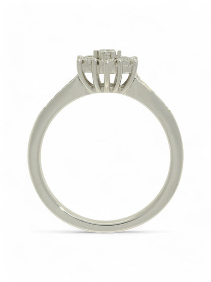 Diamond Cluster Ring 0.25ct Round Brilliant Cut in 9ct White Gold with Diamond Shoulders